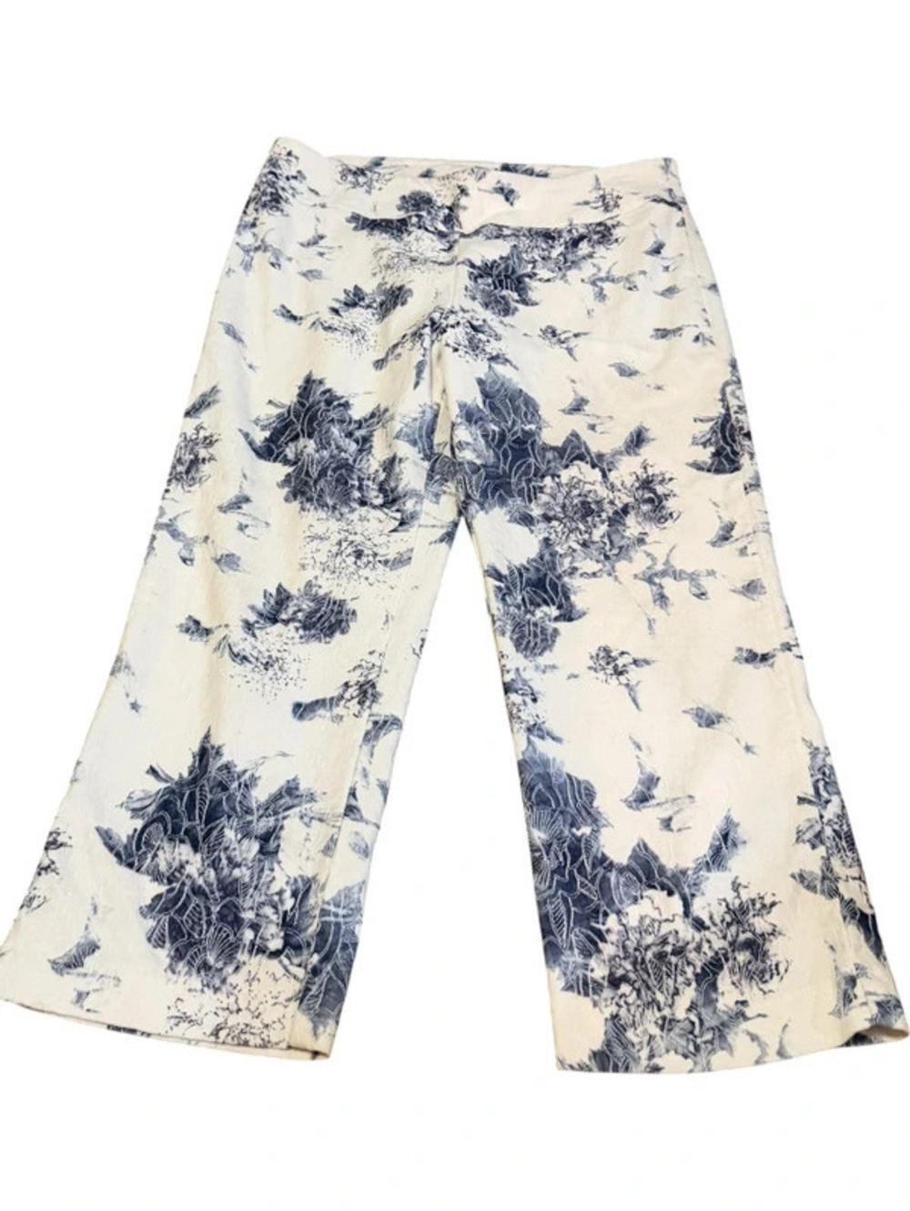 Ethyl Women’s Size 12 Blue White Floral Wide Leg Palazzo Stretchy Pants